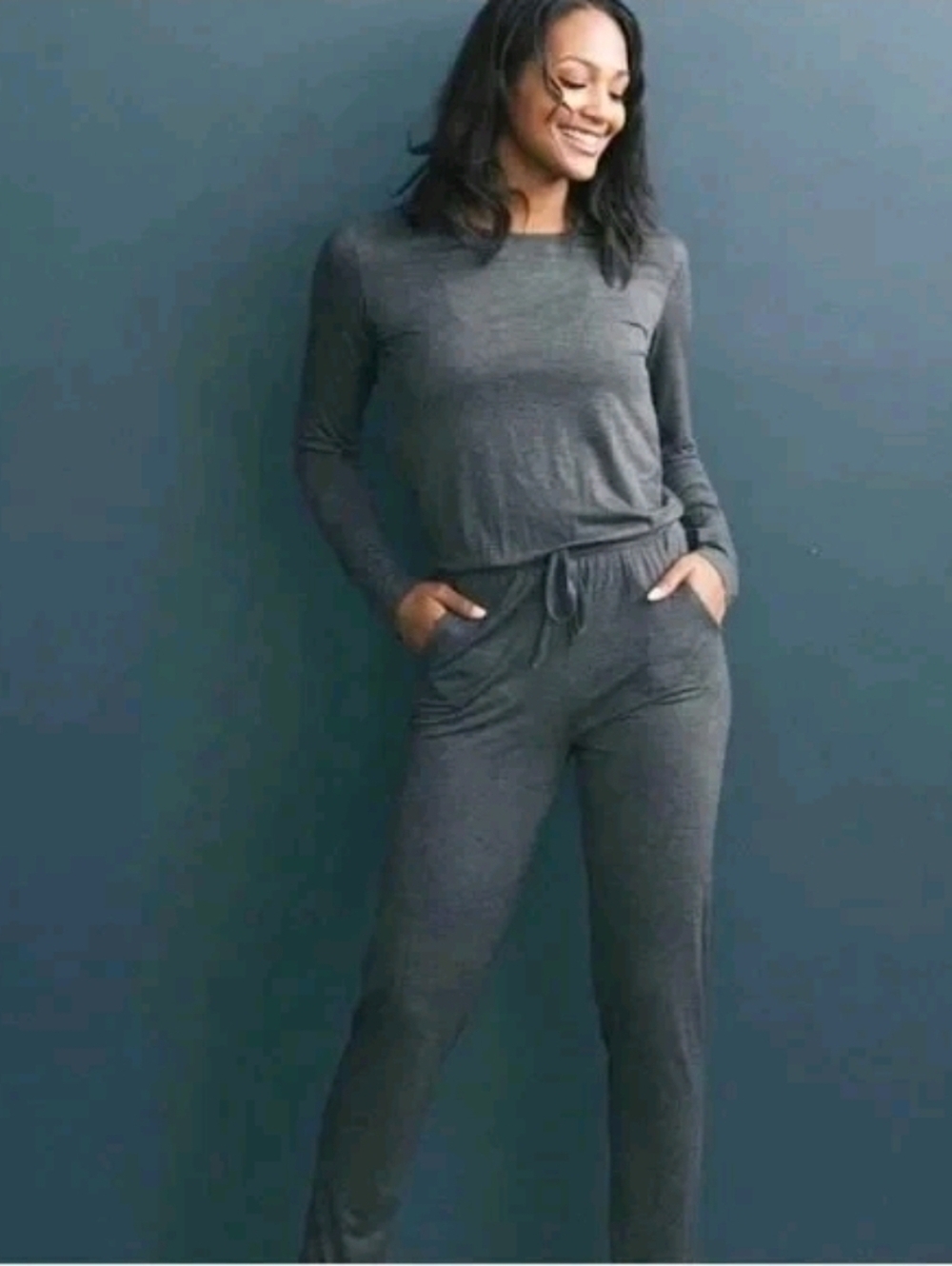 Zyia Super Soft Gray Stretch Jumpsuit XS